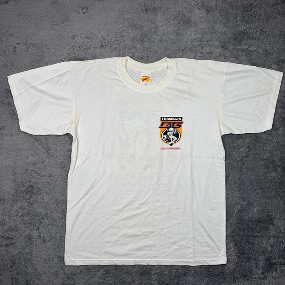 Vintage Travellin Fats Australia Tee Shirt Mens XL CHEW THE FAT Pub Bar T - Picture 2 of 9